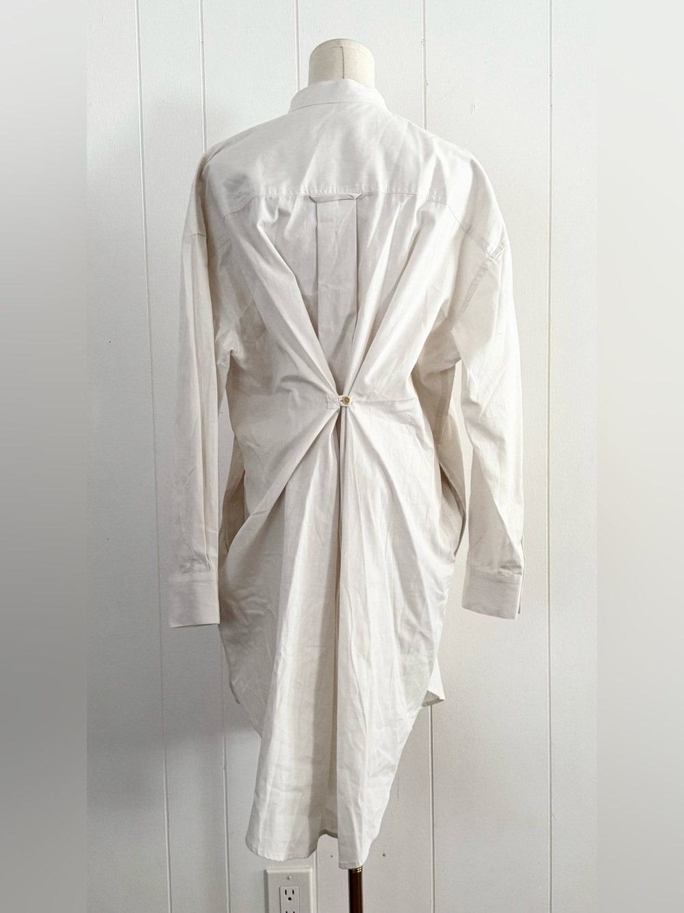 MAMÈNE Phoebe Mini Shirt Dress in White Size 0 XS/S Oversized Convertible Back - Picture 7 of 12